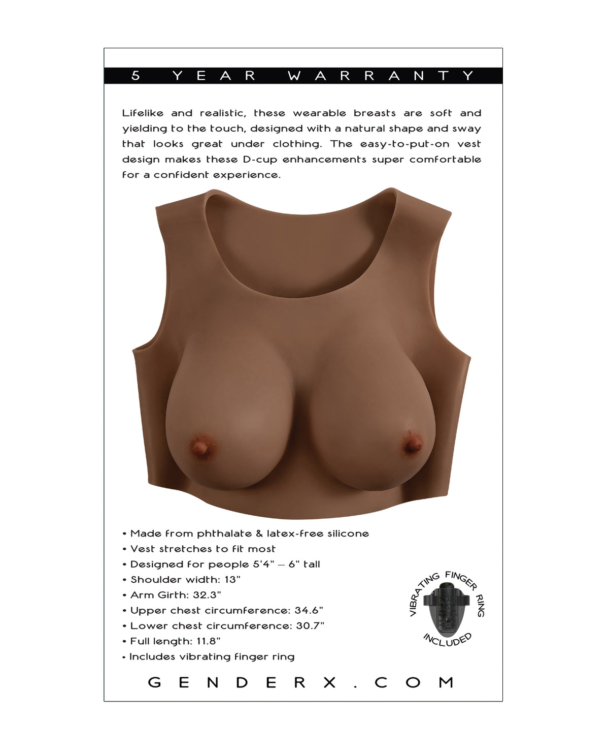 Gender X Realistic Breast Plate – D-Cup – Dark – view 6