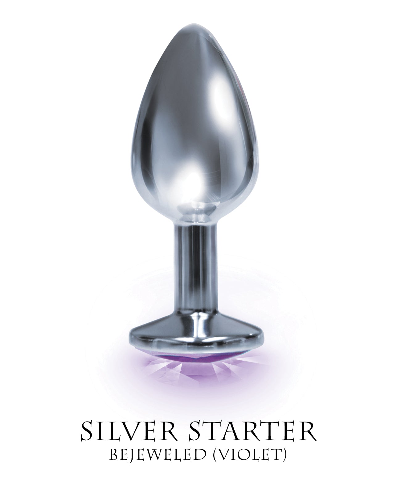 The Silver Starter Bejeweled Round Stainless Steel Plug - Violet