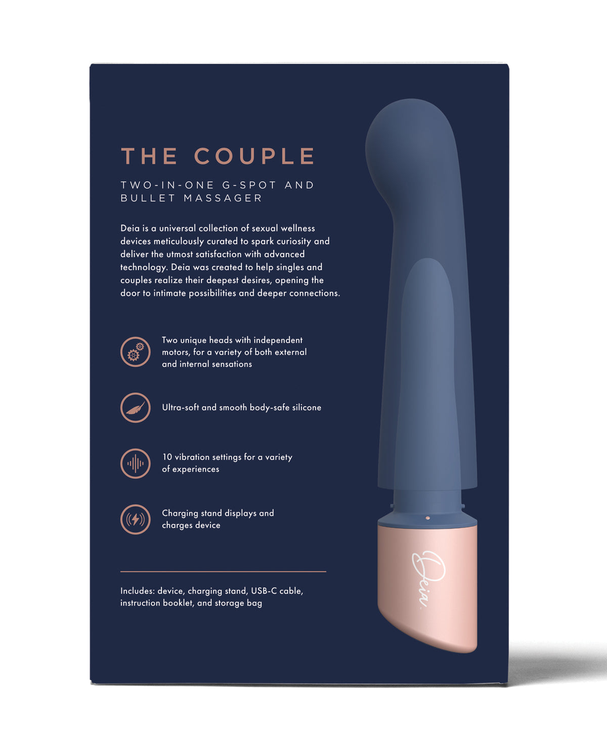 Deia The Couple Nesting Two-in-One Vibrator – Navy – view 2