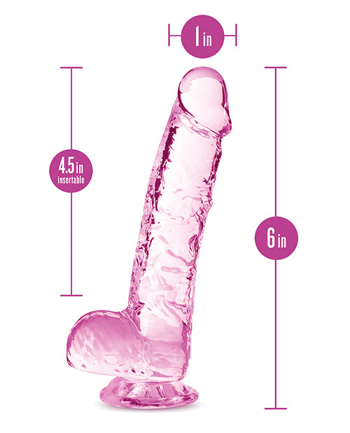 6" Crystalline Dildo - Rose
