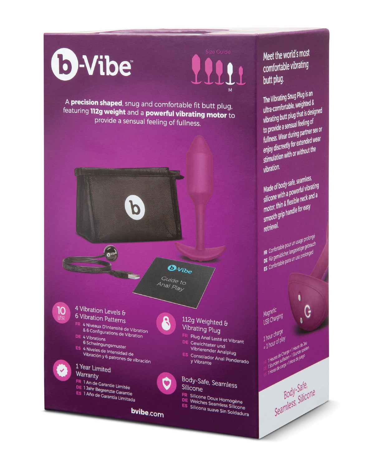 b-Vibe Vibrating Weighted Snug Plug M – Rose – view 2