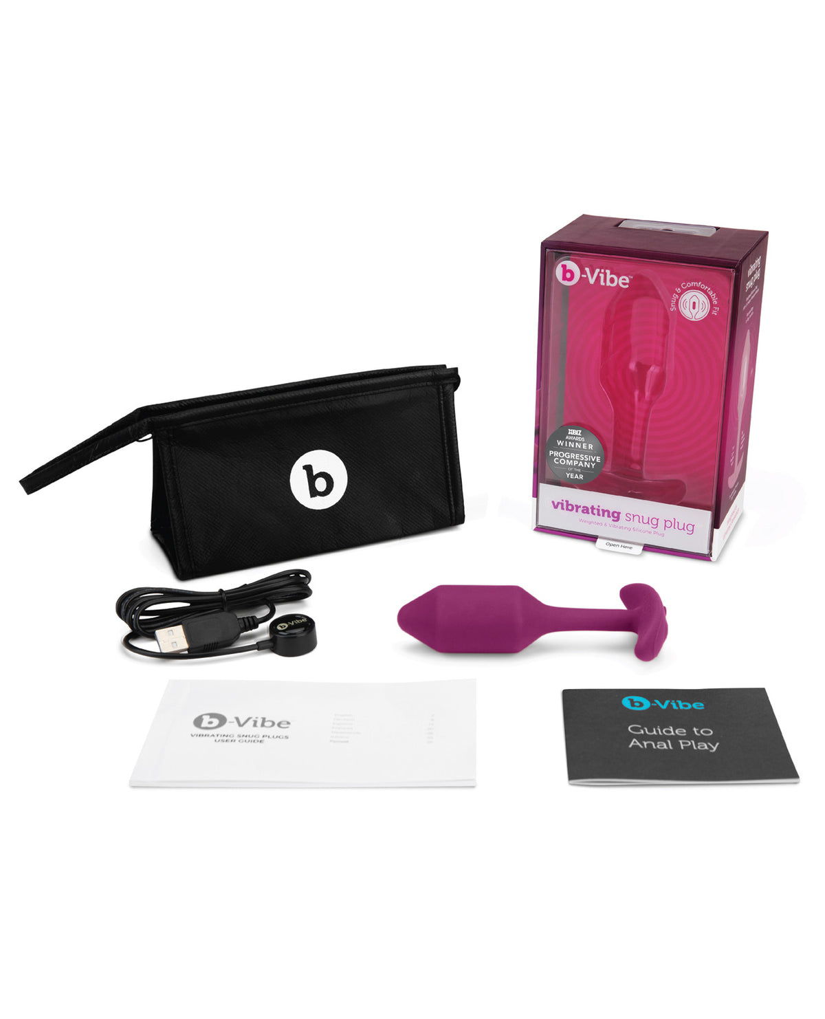 b-Vibe Vibrating Weighted Snug Plug M – Rose – view 5