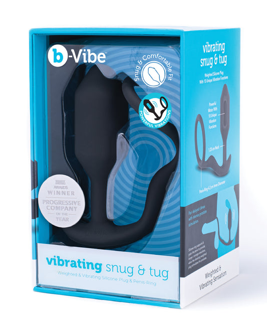 b-Vibe Vibrating Snug & Tug Plug + Ring – Medium (Black)