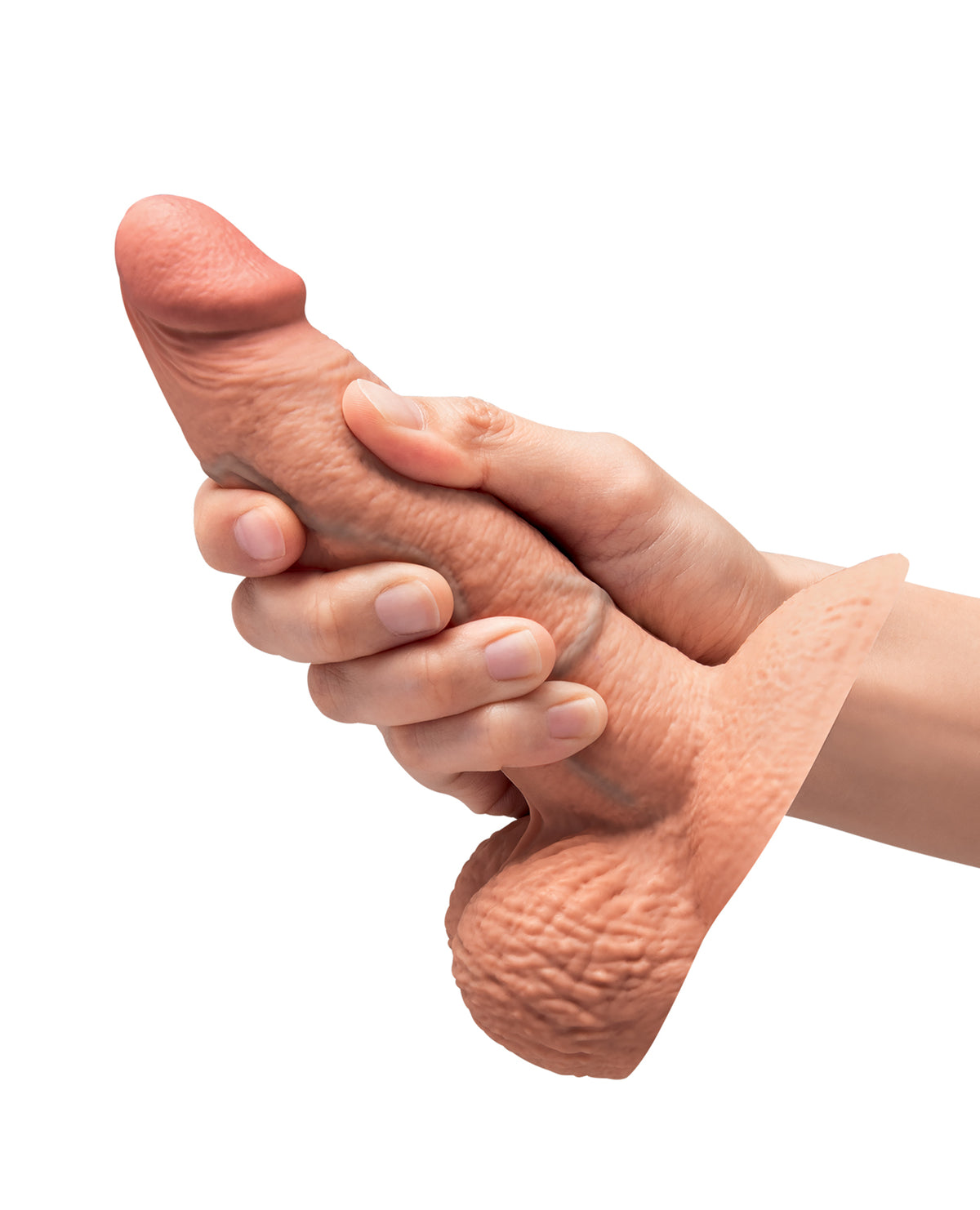 b-Vibe Slipskin 6" Girthy Realistic Dildo – Mocha – view 5