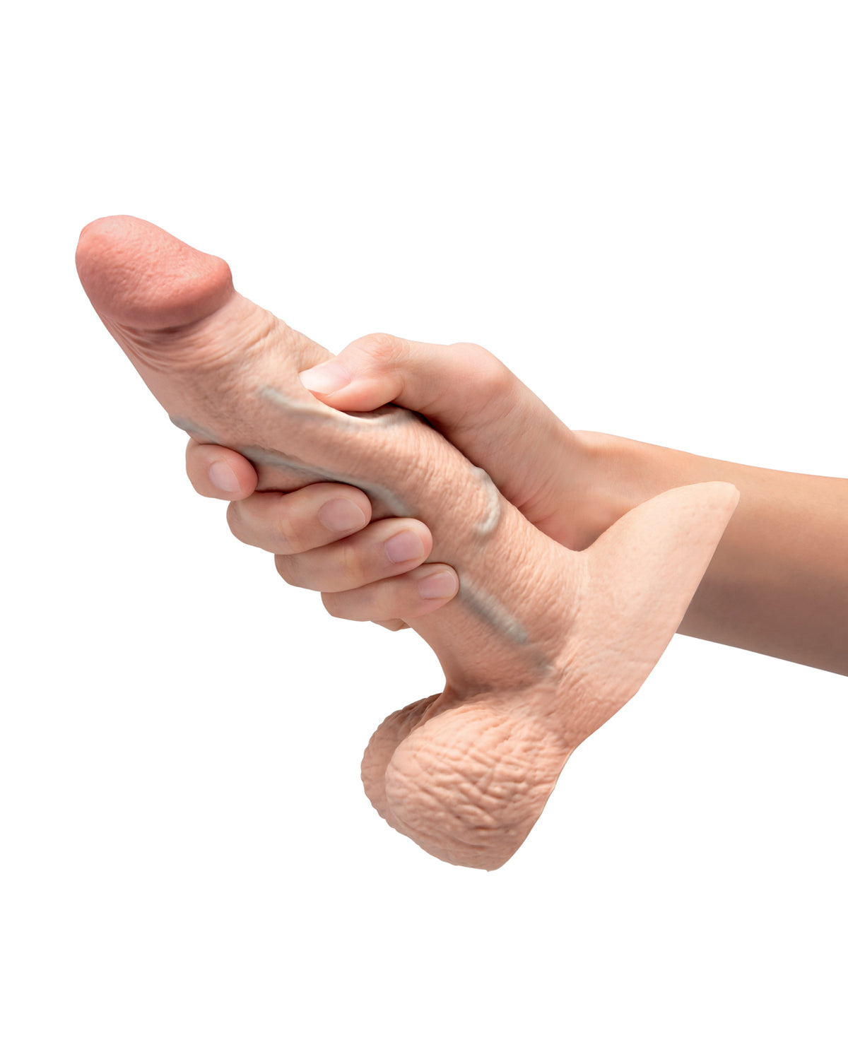 b-Vibe Slipskin 7" Girthy Realistic Dildo – Cream – view 5