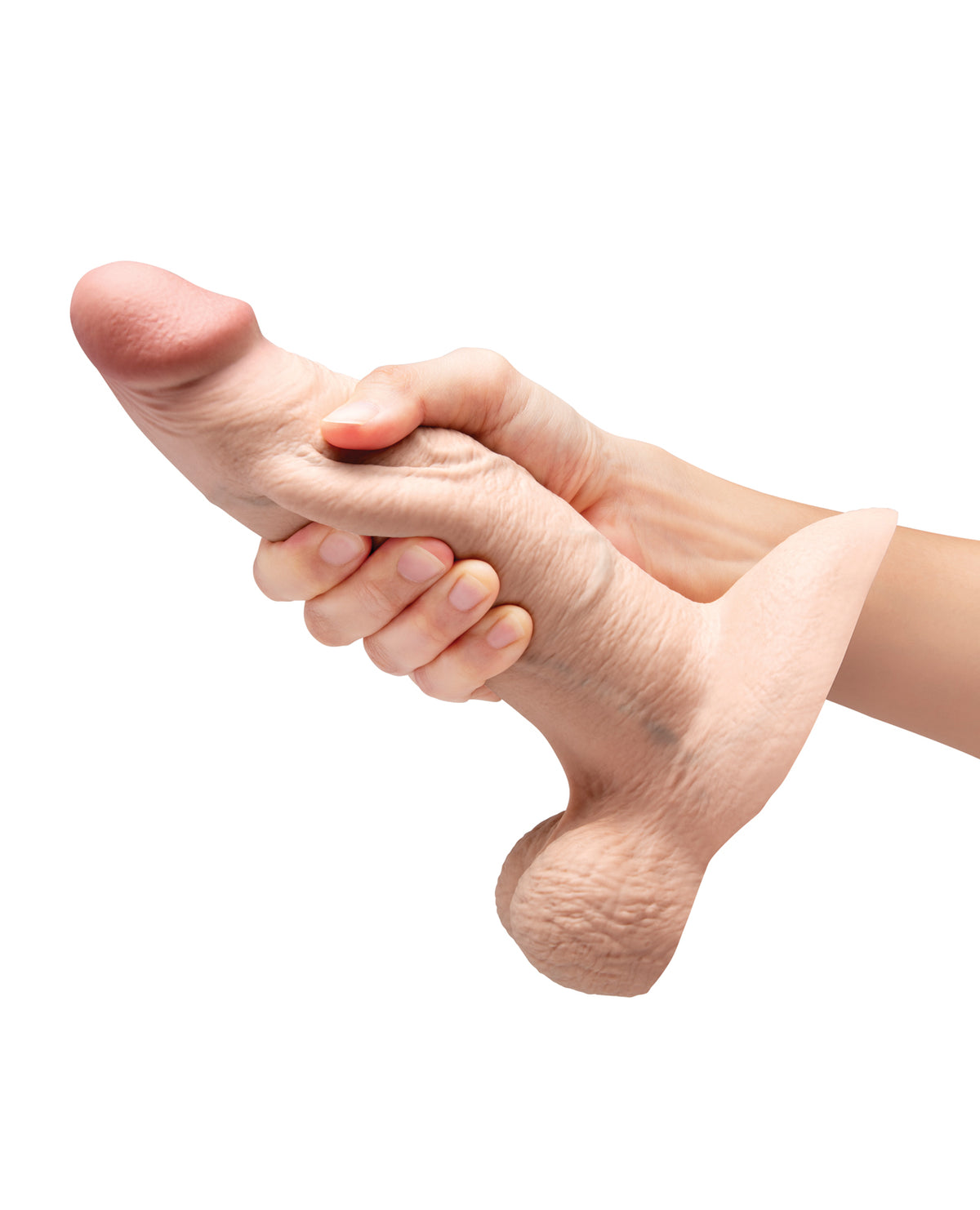b-Vibe Slipskin 8" Girthy Realistic Dildo – Cream – view 5
