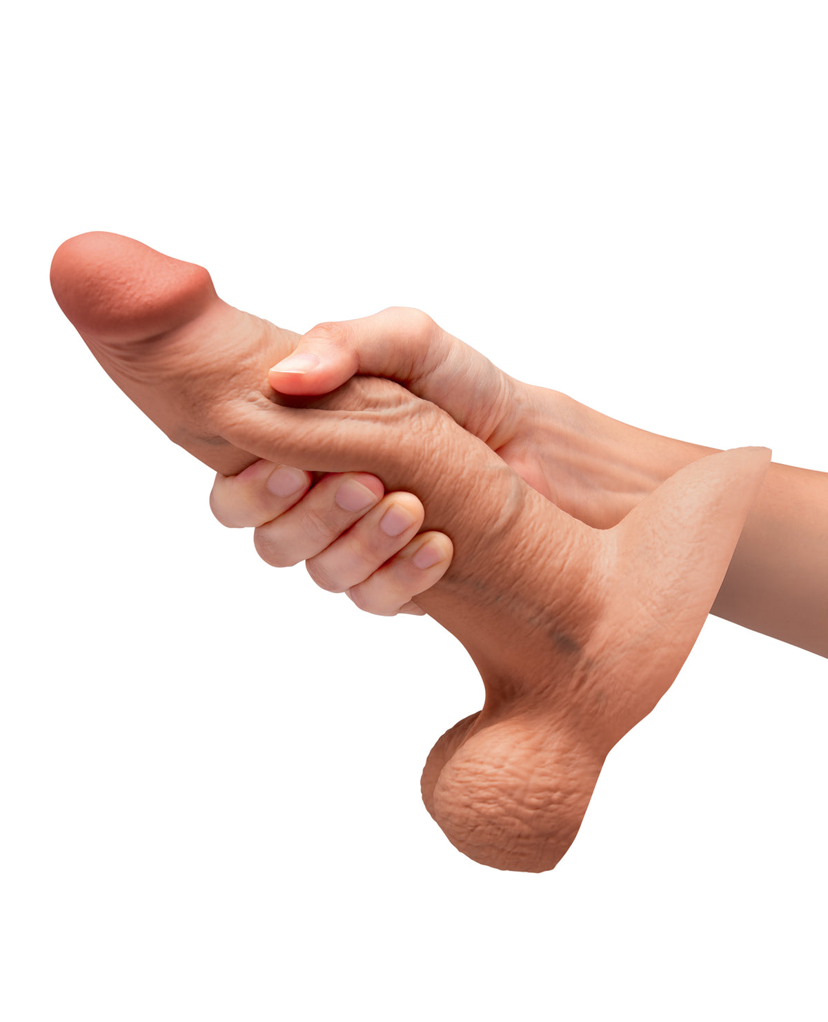 b-Vibe Slipskin 8" Girthy Realistic Dildo – Mocha – view 5