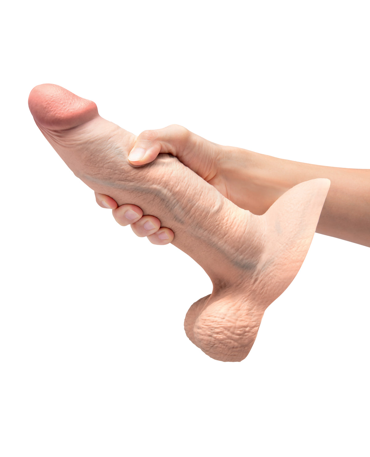 b-Vibe Slipskin 9" Girthy Realistic Dildo – Cream – view 5