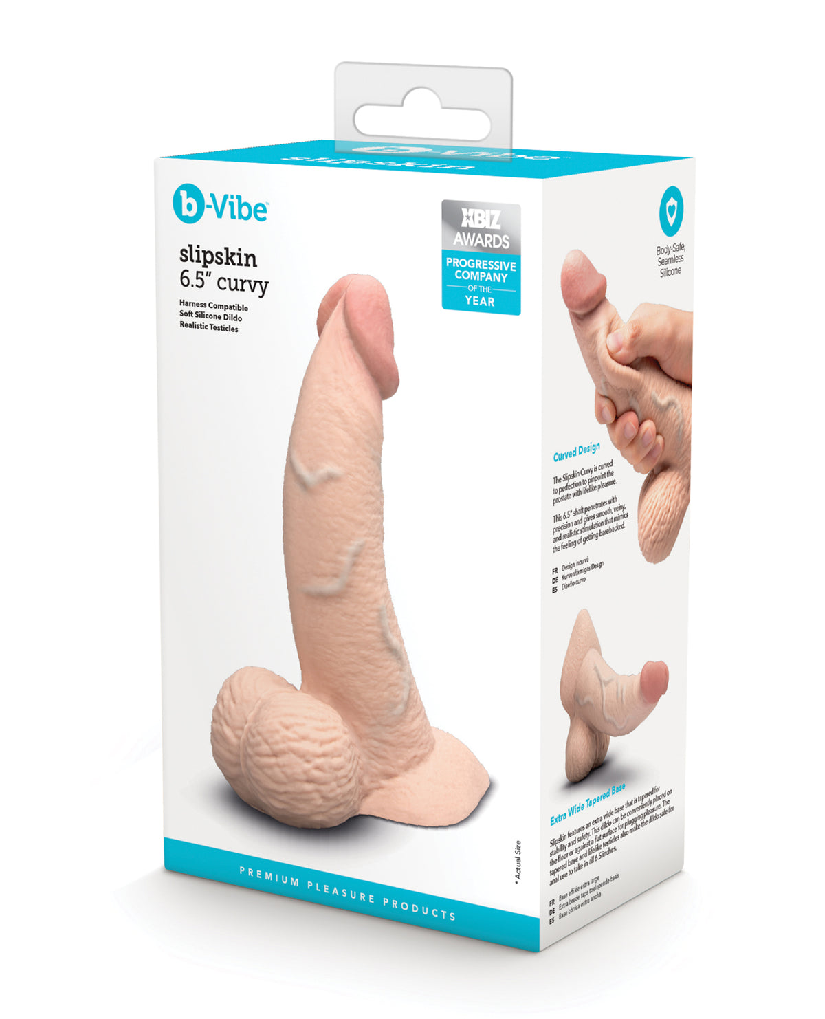 b-Vibe Slipskin 6.5" Curvy Realistic Dildo – Cream