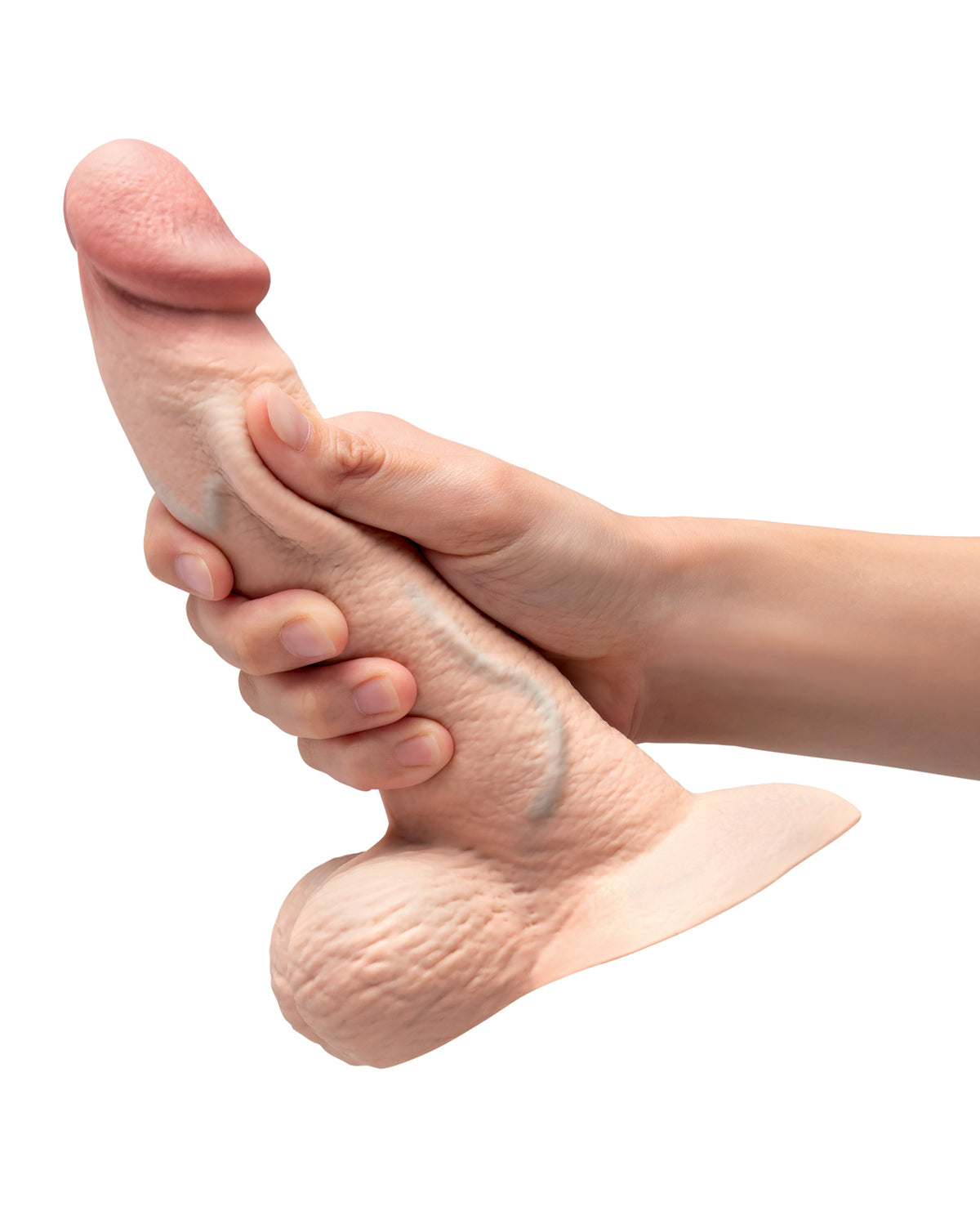 b-Vibe Slipskin 8" Curvy Realistic Dildo – Cream – view 5