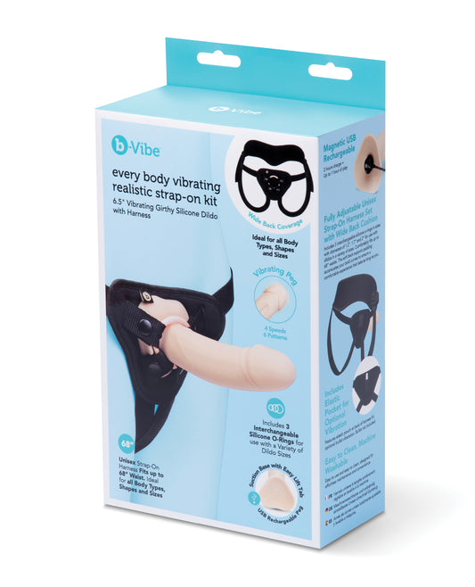 b-Vibe Every Body 6.5" Vibrating Realistic Strap-On Kit