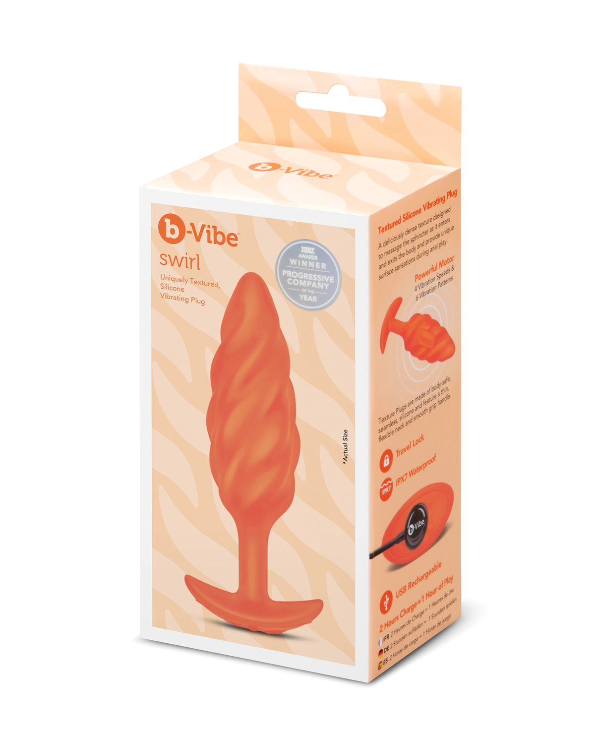 b-Vibe Swirl Texture Plug – Orange