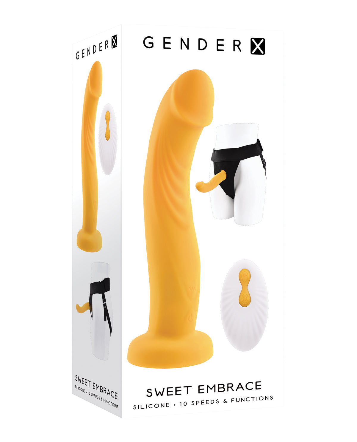 Gender X Sweet Embrace Dual-Motor Strap-On Vibe with Harness – Yellow