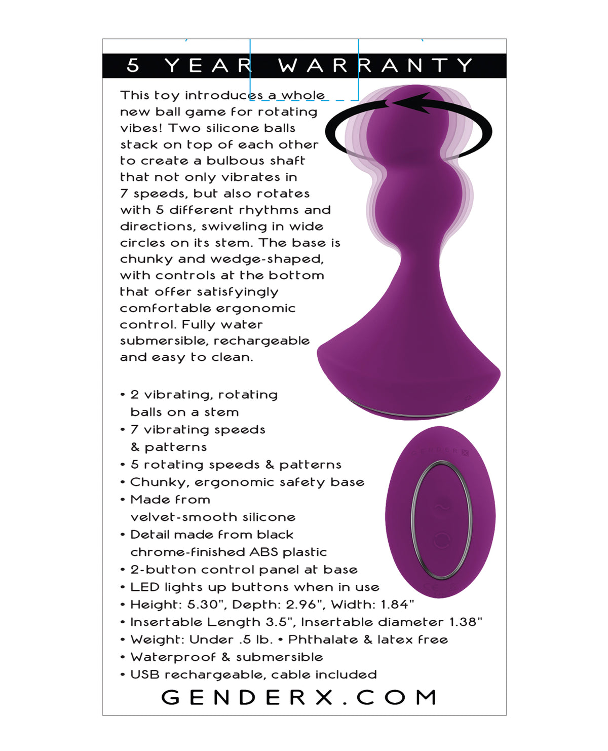 Gender X Ball Game Rotating Vibrator – Purple – view 2