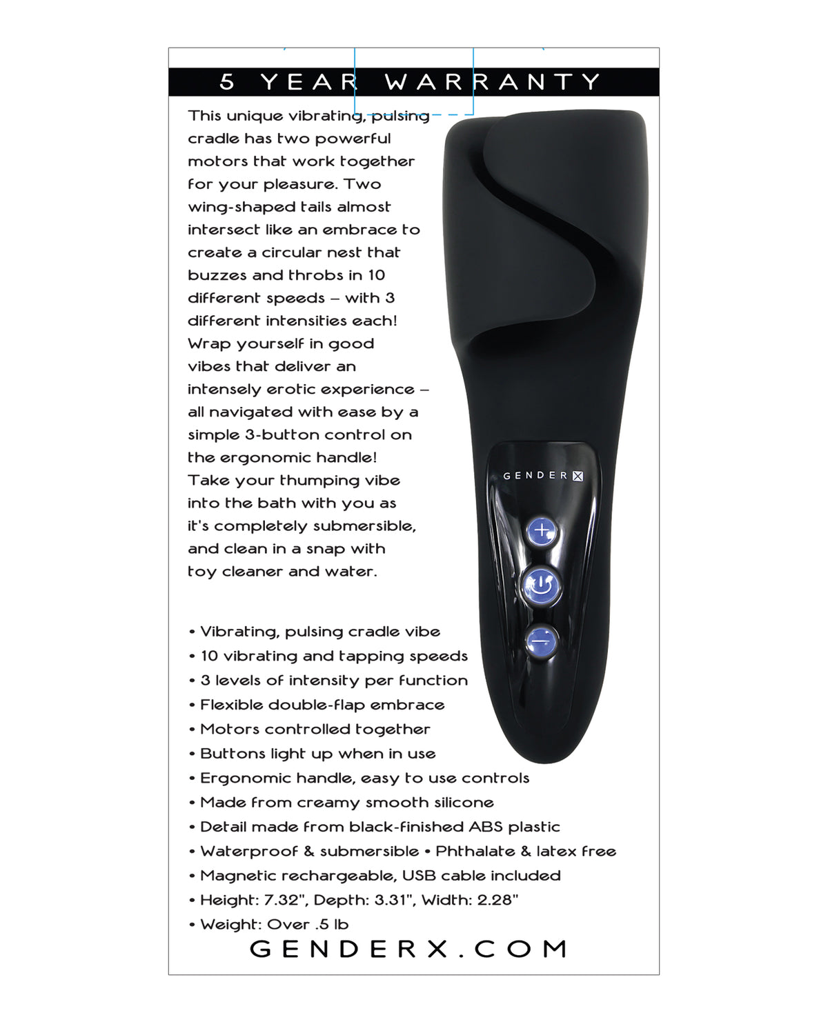 Gender X The Embrace Vibrating Cradle – Black – view 2