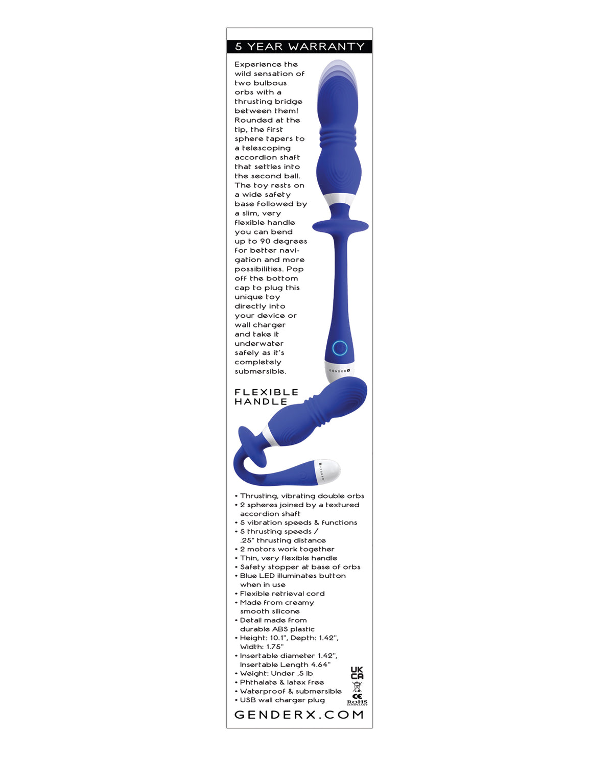 Gender X Play Ball Thrusting Vibrator – Blue – view 2