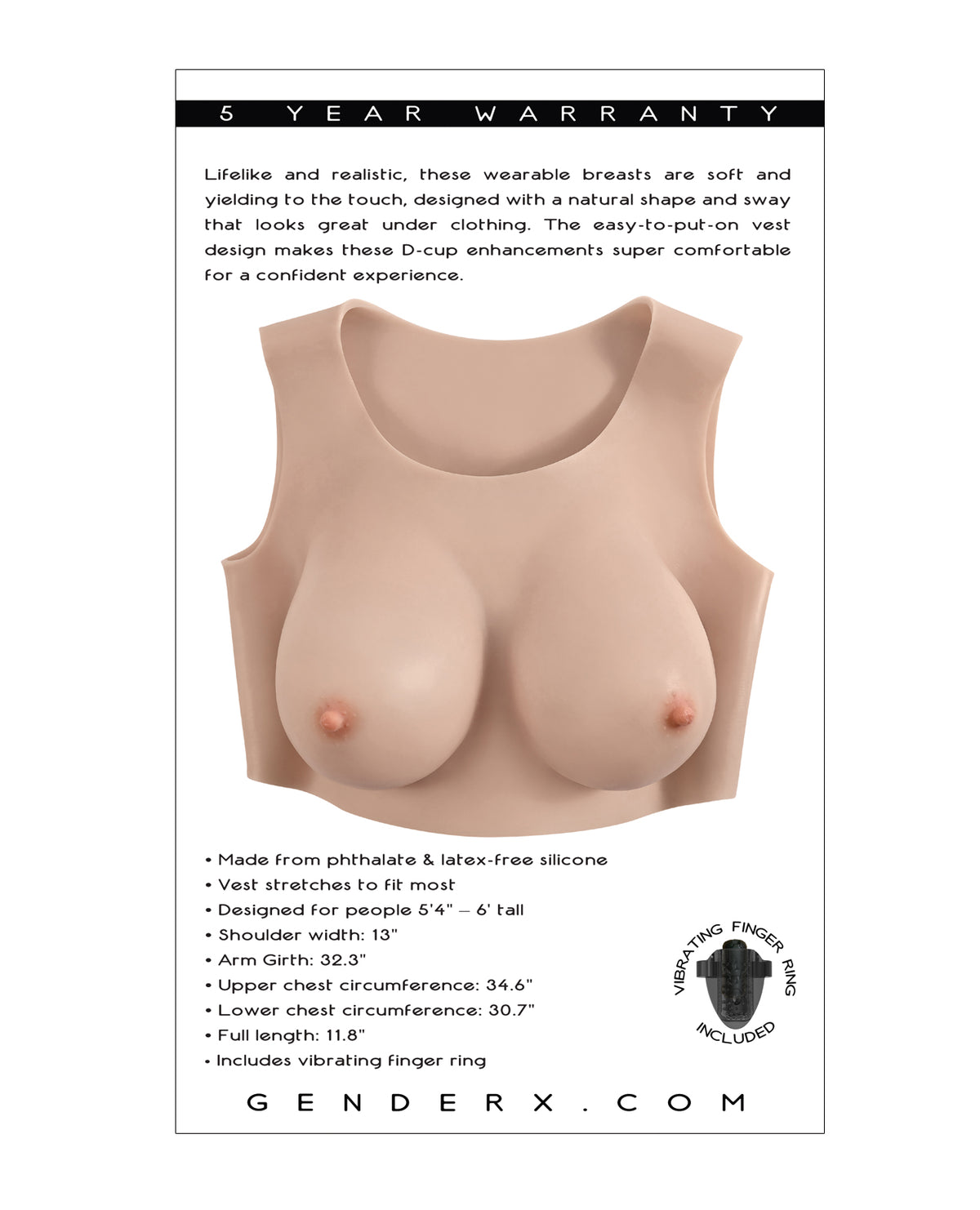 Gender X Realistic Breast Plate – D-Cup – Light – view 6