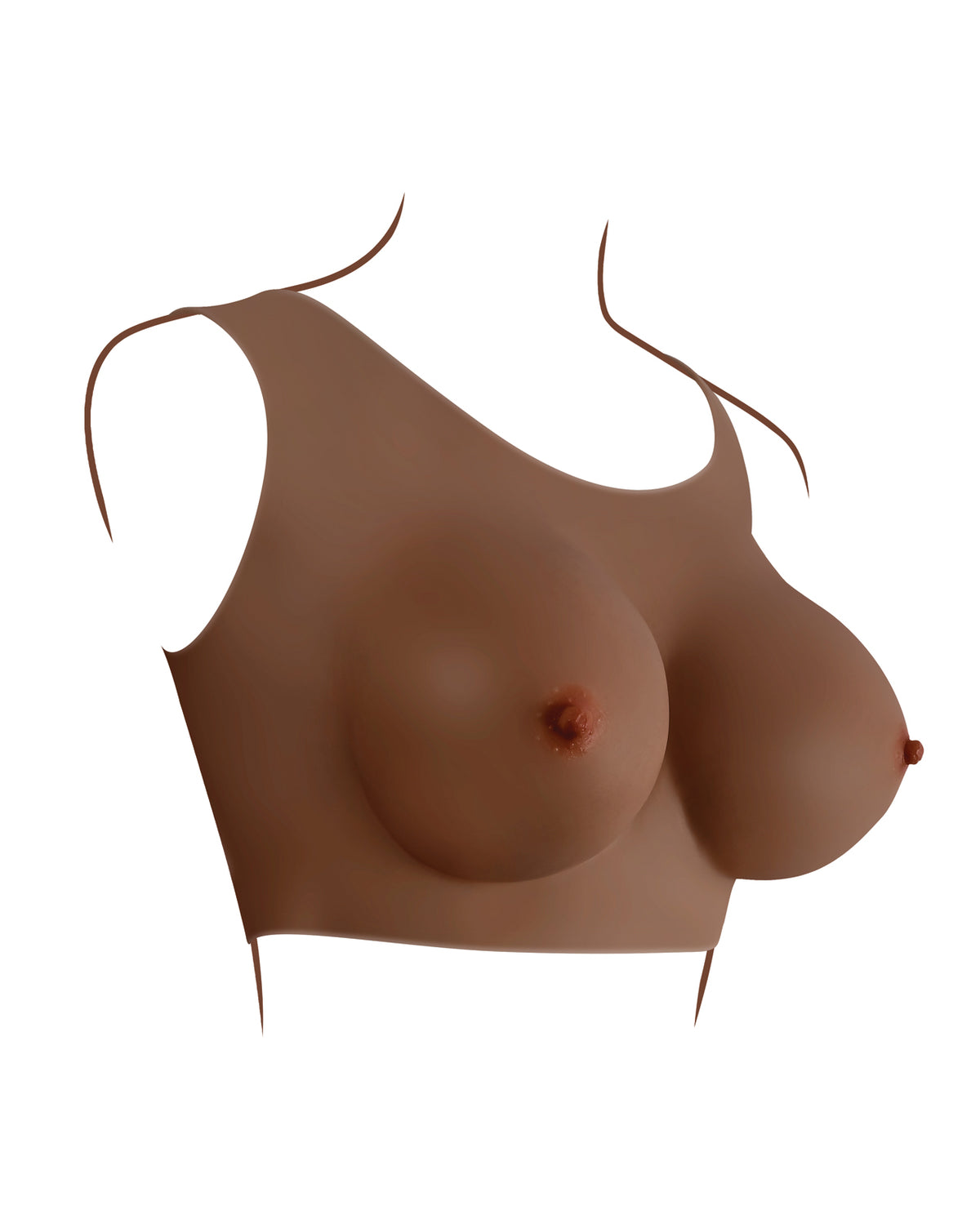 Gender X Realistic Breast Plate – D-Cup – Dark – view 2