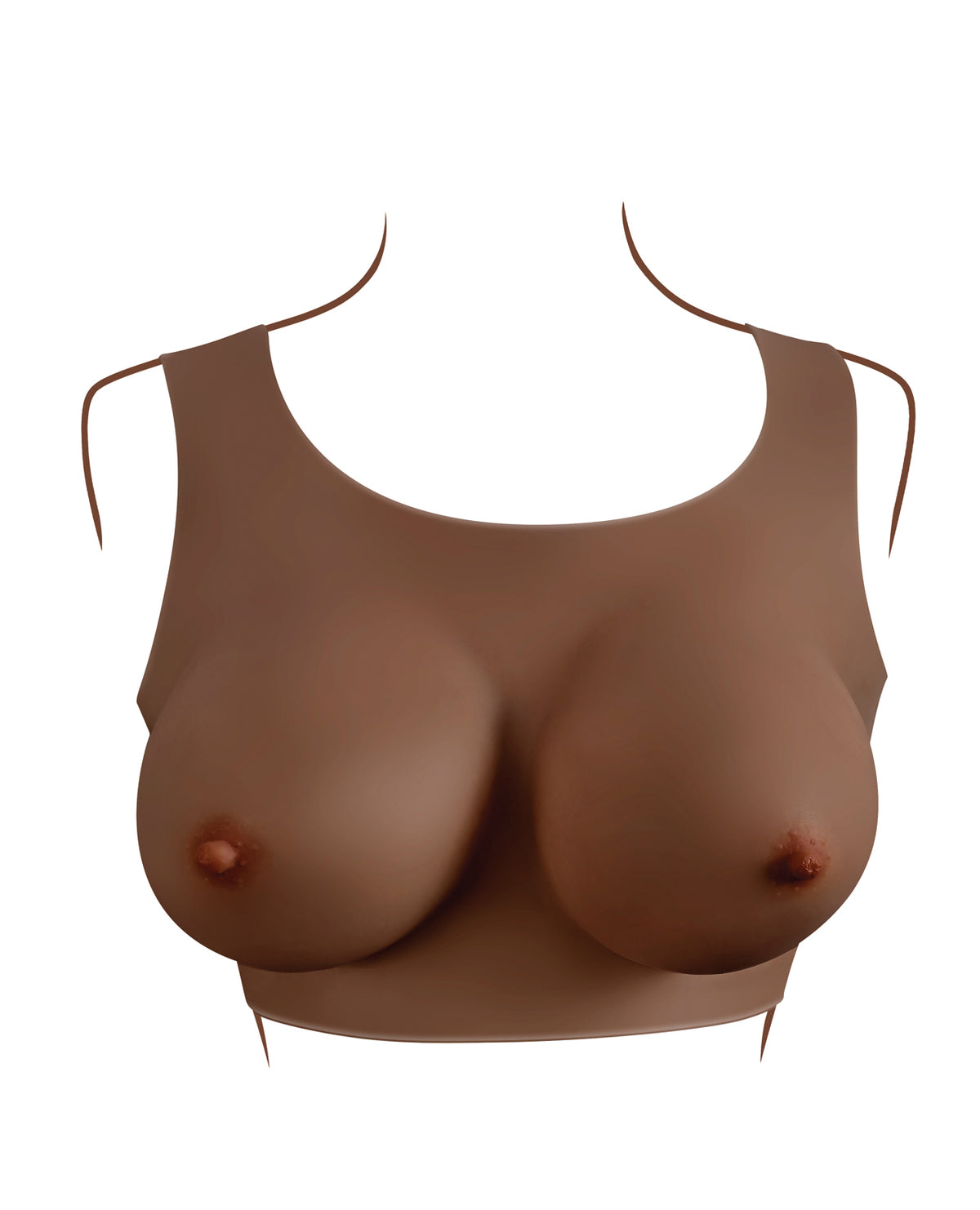 Gender X Realistic Breast Plate – D-Cup – Dark – view 3