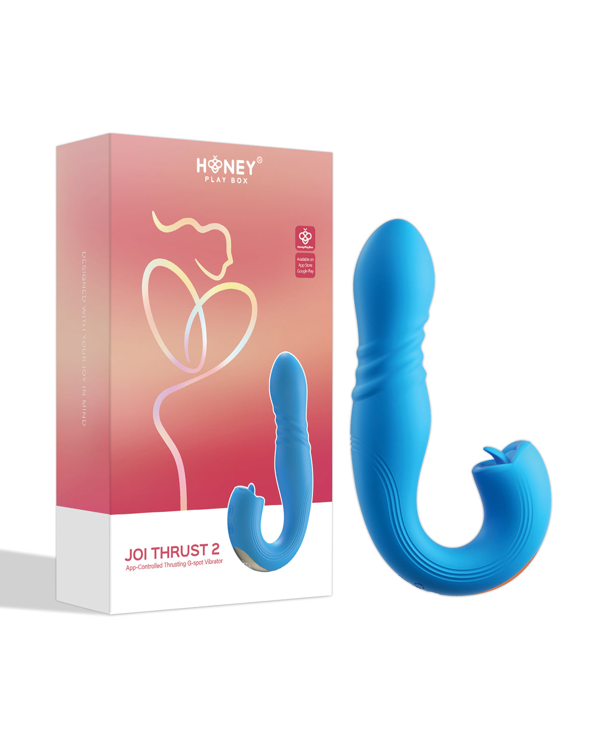 Honey Play Box Joi Thrust 2 Thrusting G-Spot Vibrator & Clit Licker – Blue – view 2
