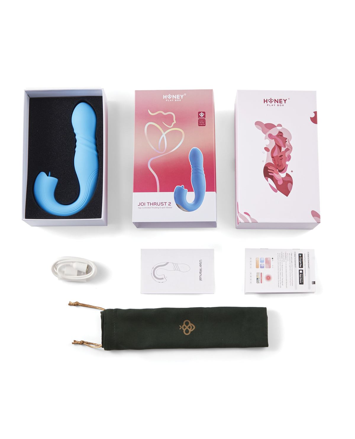 Honey Play Box Joi Thrust 2 Thrusting G-Spot Vibrator & Clit Licker – Blue – view 3