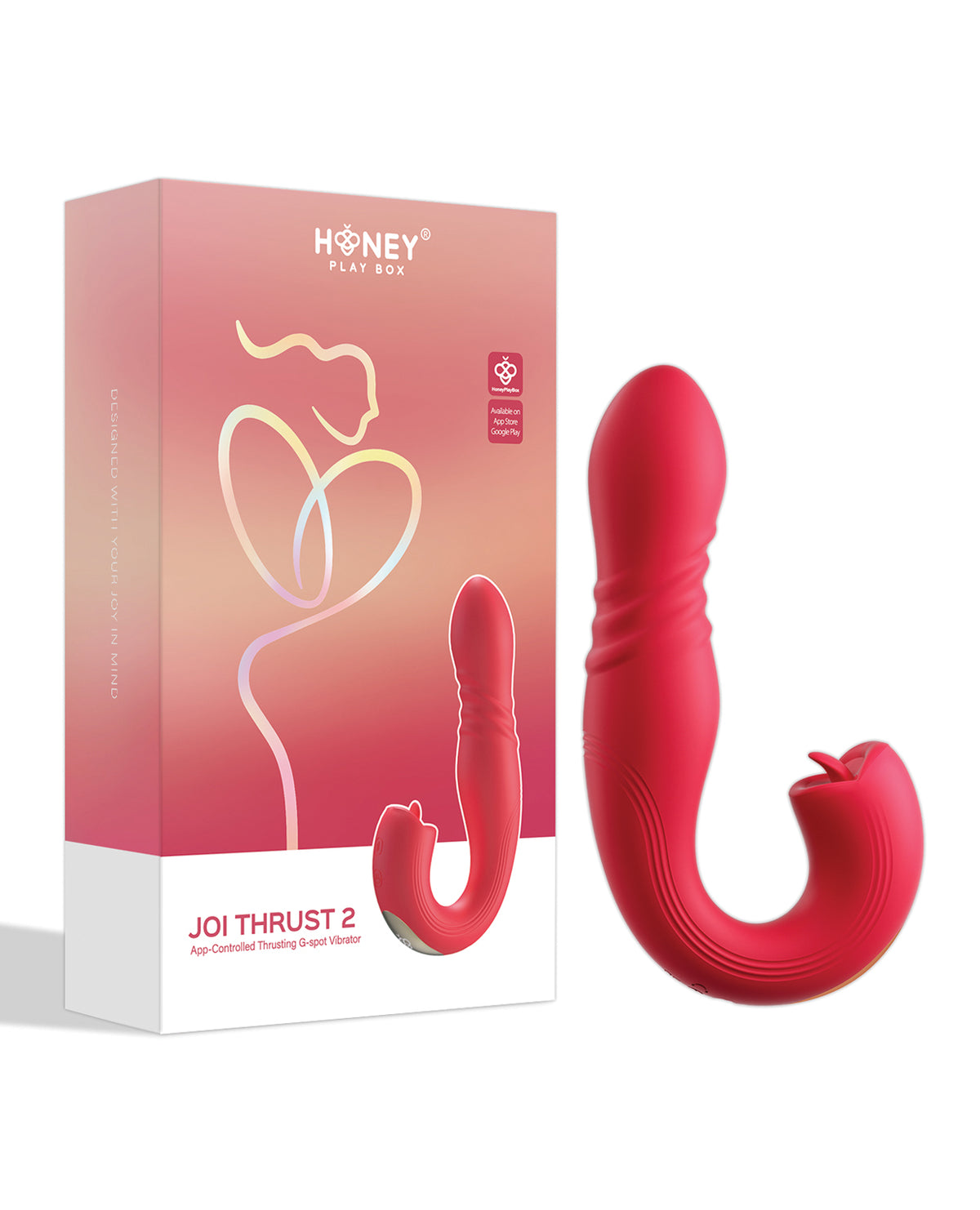 Honey Play Box Joi Thrust 2 Thrusting G-Spot Vibrator & Clit Licker – Red – view 2
