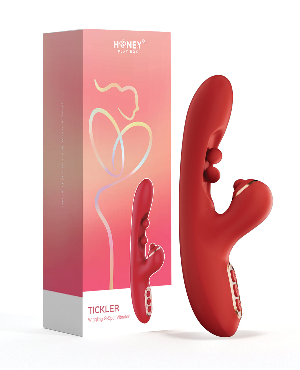Honey Play Box Tickler Wiggling G-Spot & Tapping Clitoral Vibrator – Red – view 3