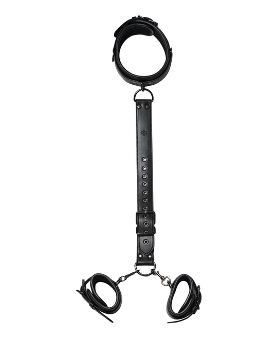 Honey Play Box Locking Harness Collar-to-Wrist Restraint – Black
