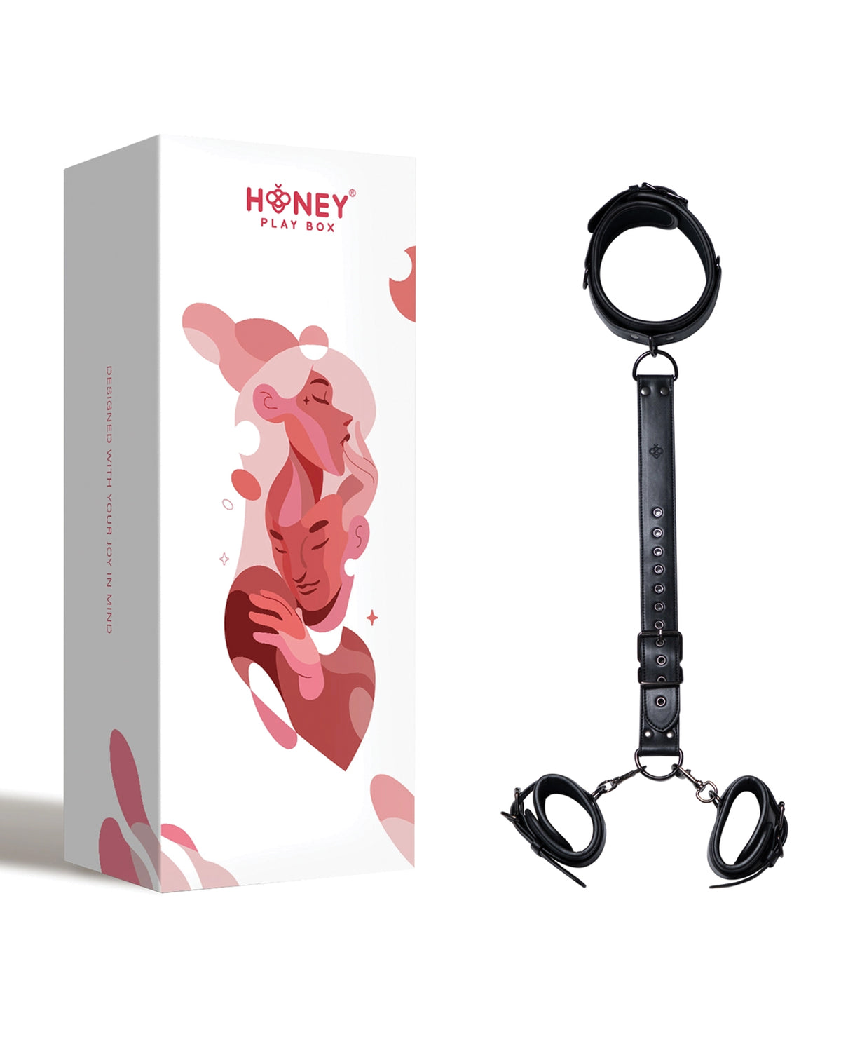 Honey Play Box Locking Harness Collar-to-Wrist Restraint – Black – view 5