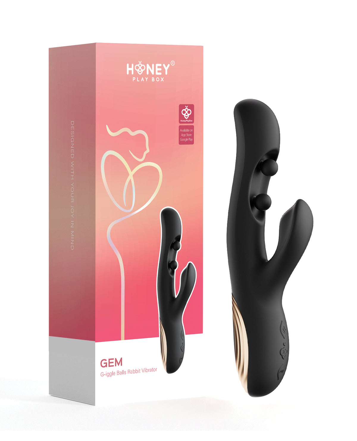 Honey Play Box GEM Twin Balls Rabbit Vibrator – Black – view 5