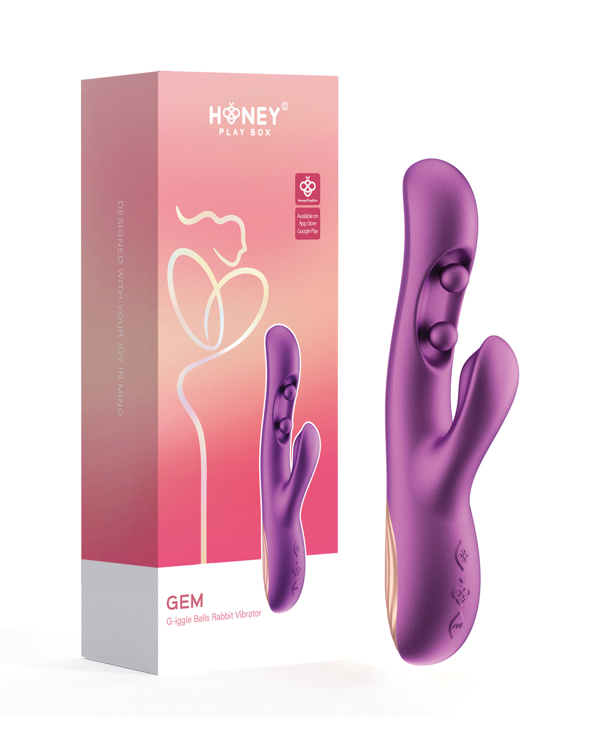 Honey Play Box GEM Twin Balls Rabbit Vibrator – Purple – view 5