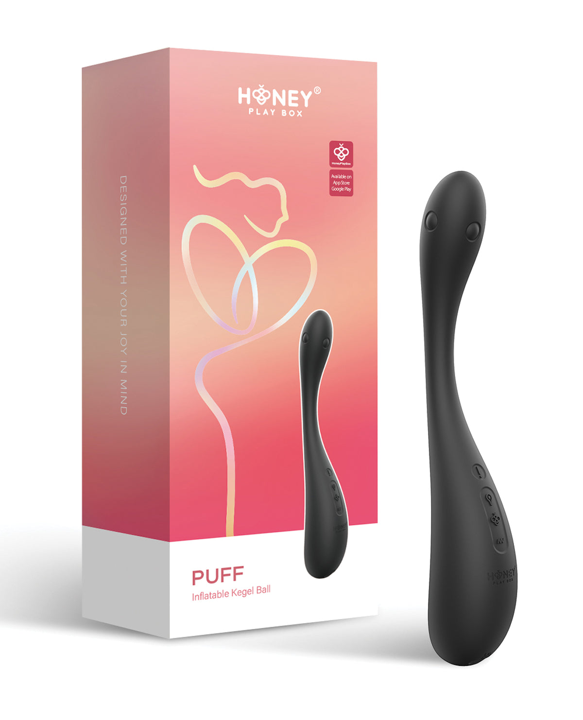 Honey Play Box Puff App-Controlled Inflatable Kegel Trainer – Black – view 7
