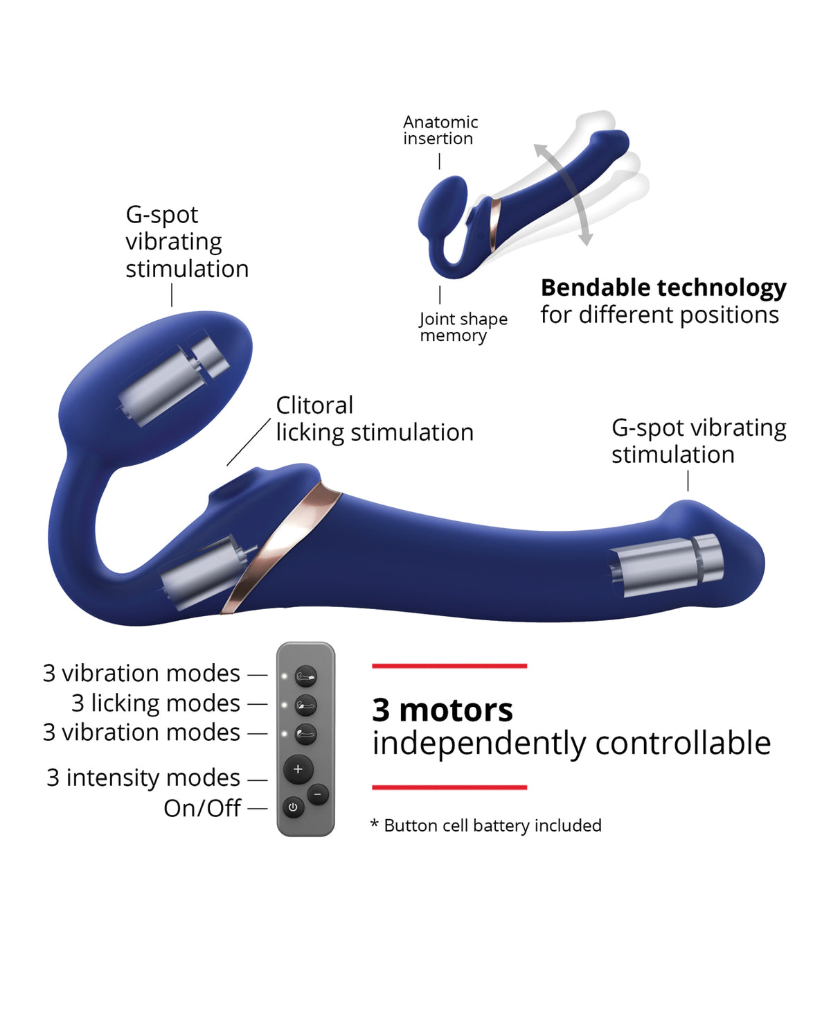 Strap-On-Me Multi Orgasm Bendable Strapless Strap-On – Night Blue – Large – view 3