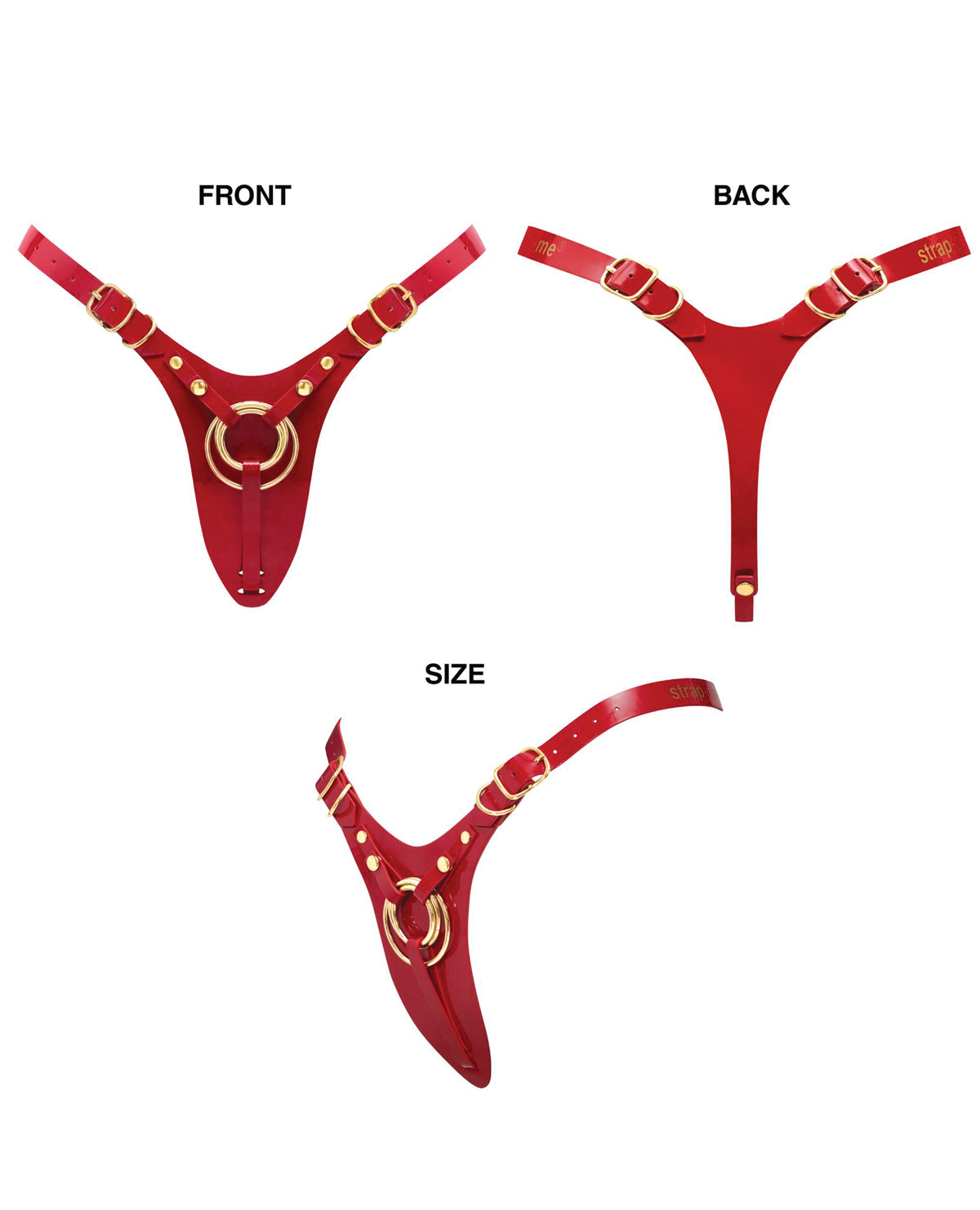 Strap-On-Me Fabulous Patent Thong Harness – Red – view 6