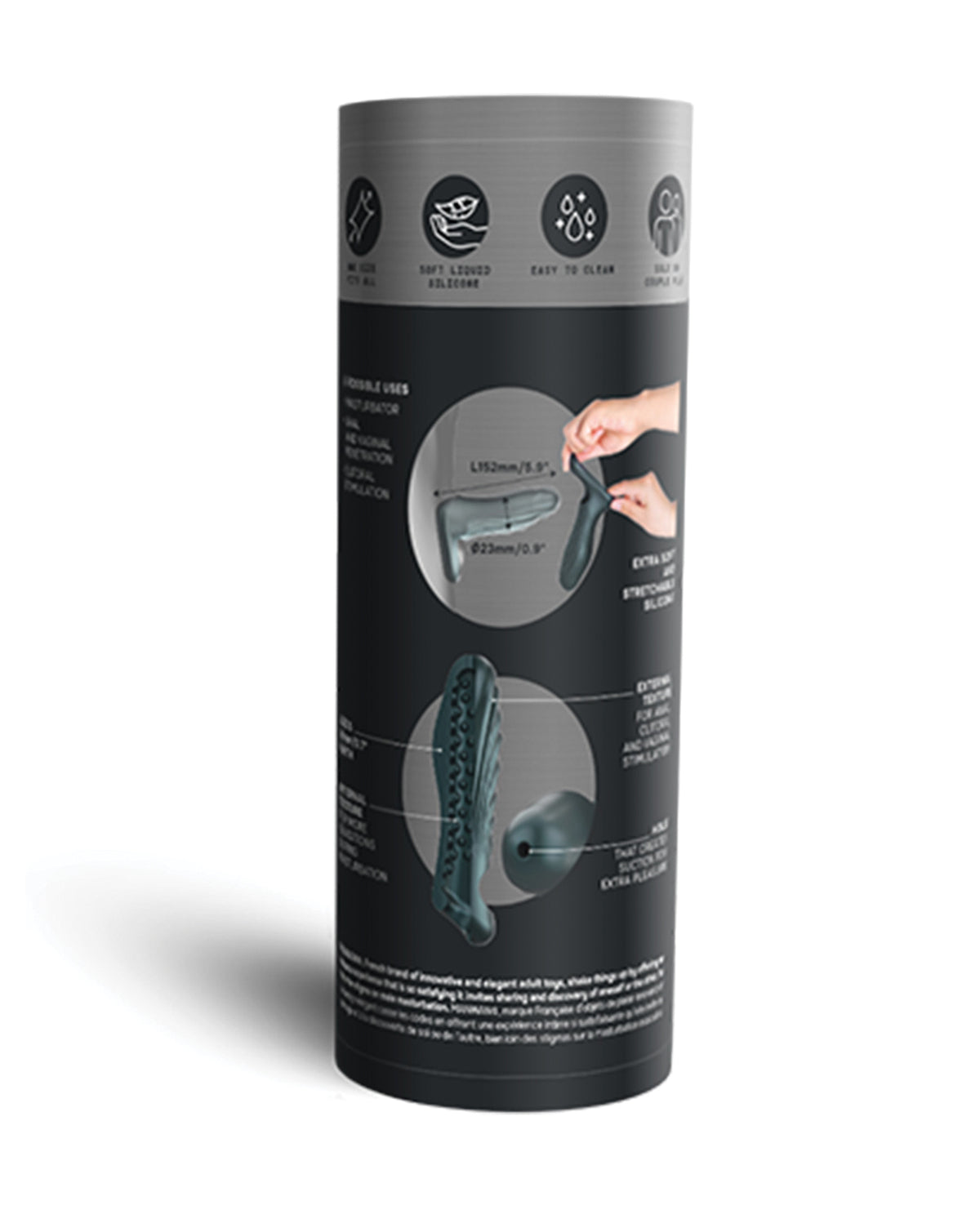 Manwan RYZER Textured Silicone Penis Sleeve – Pine Gray – view 5
