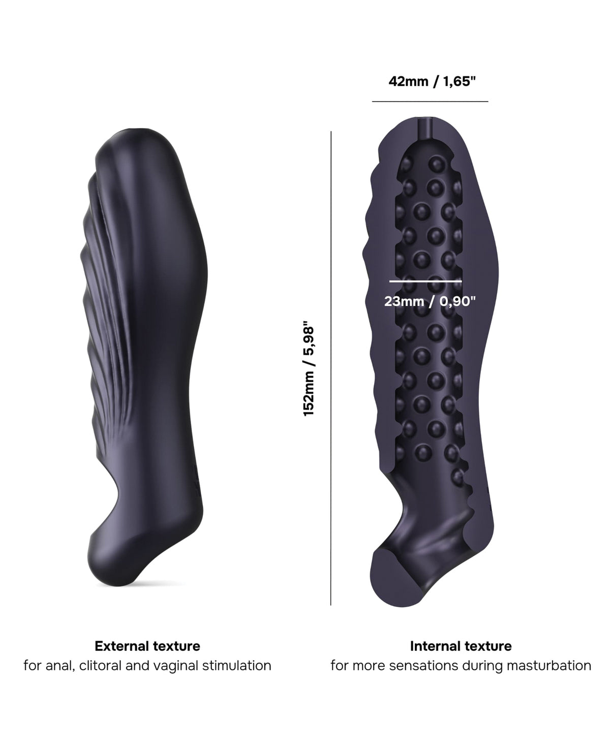 Manwan RYZER Textured Silicone Penis Sleeve – Black Plum – view 3