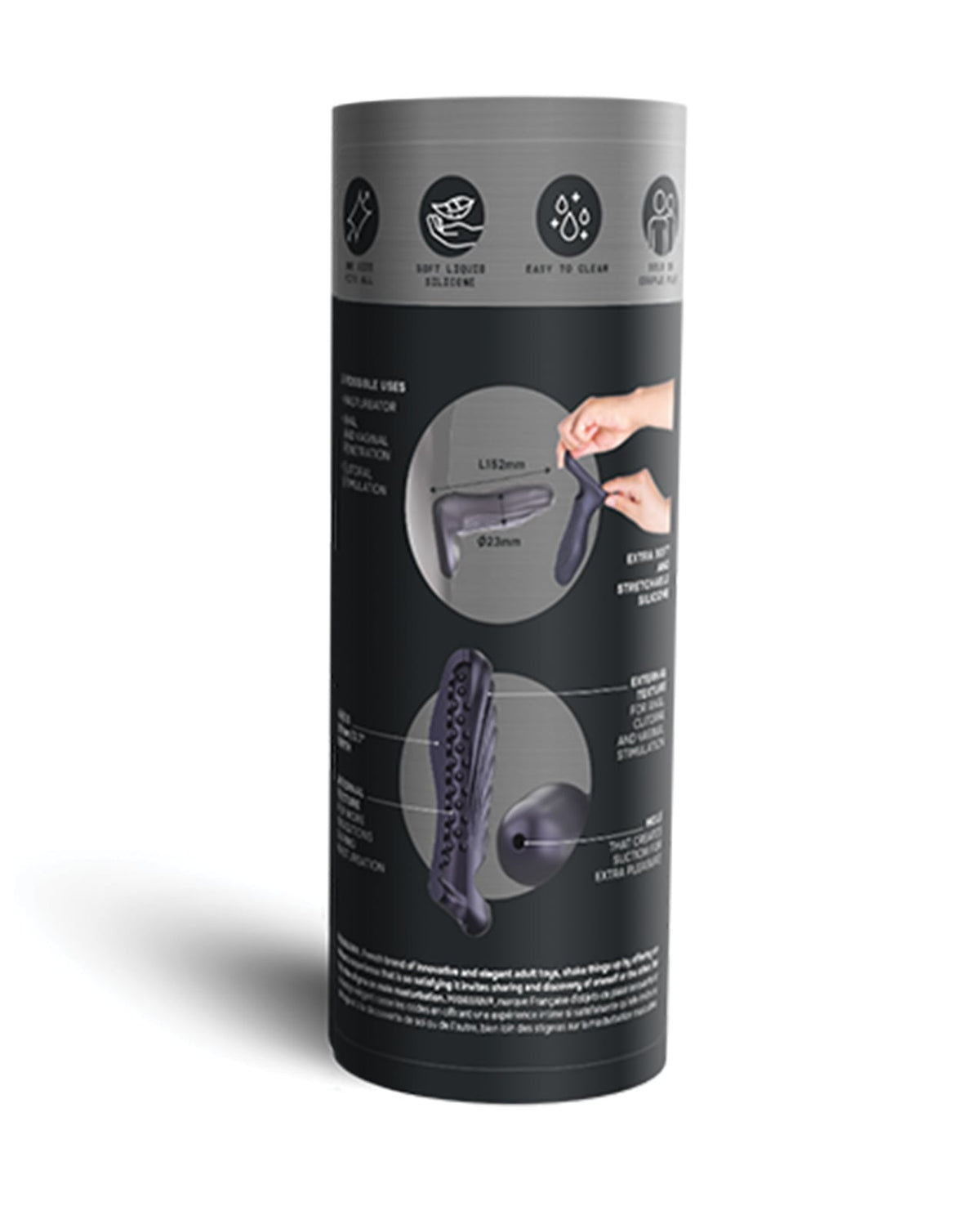 Manwan RYZER Textured Silicone Penis Sleeve – Black Plum – view 6
