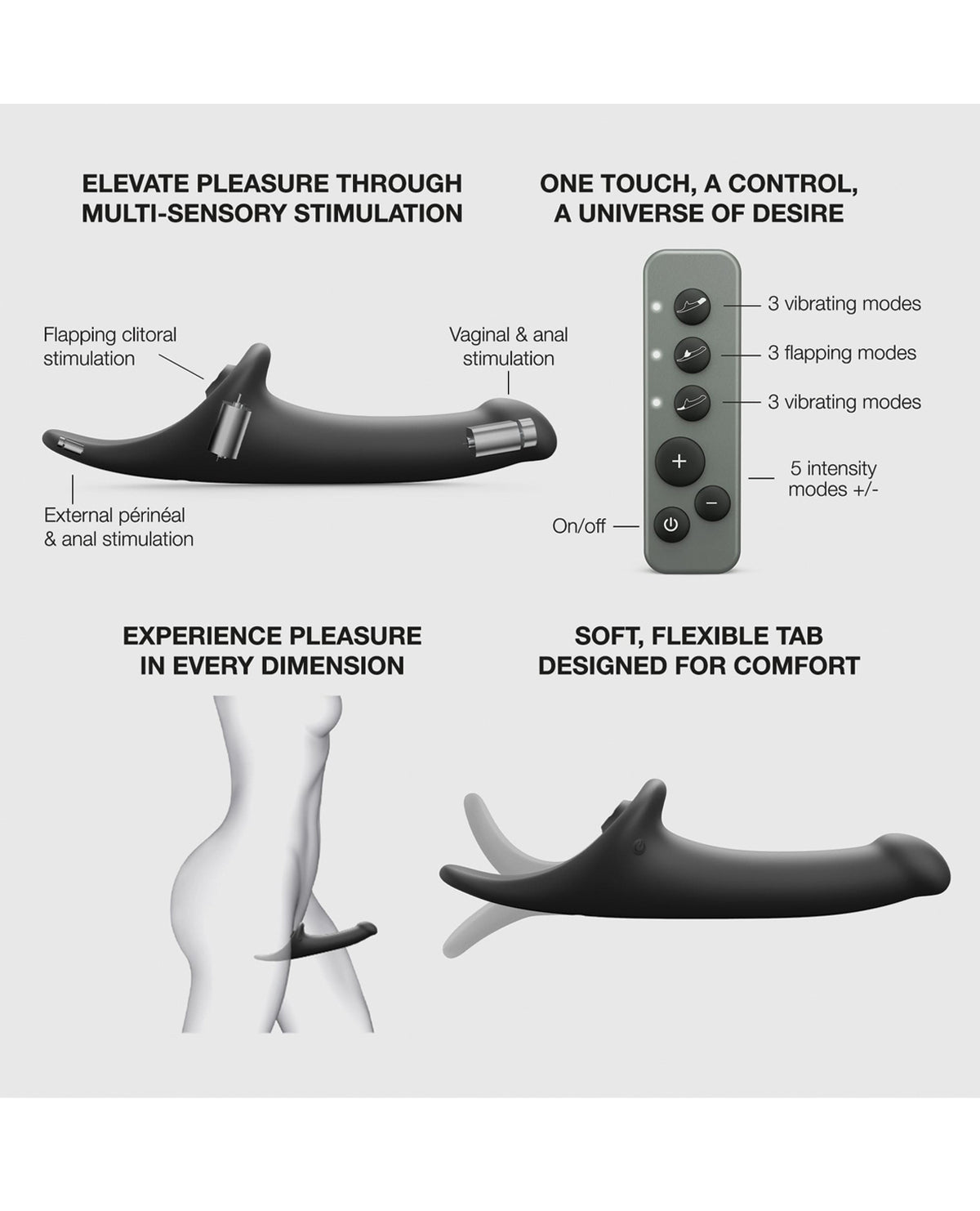 Strap-On-Me Multi Orgasm Vibrating Dildo – Black, Medium – view 4
