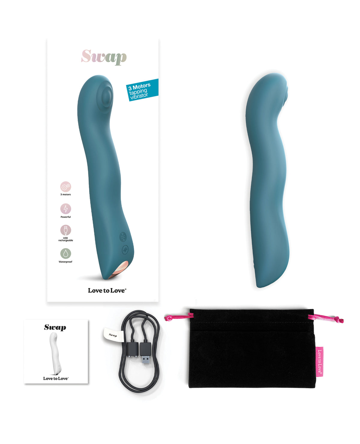 Love to Love Swap Tapping Vibrator – Teal Me – view 5