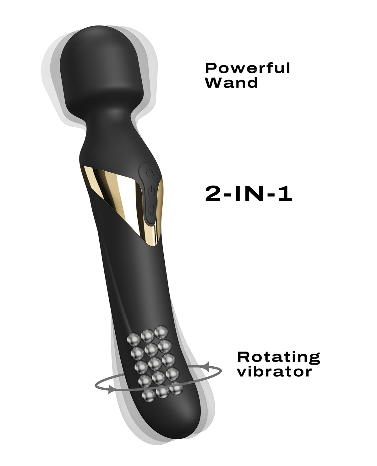 Dorcel Dual Orgasms Wand – Black/Gold – view 3