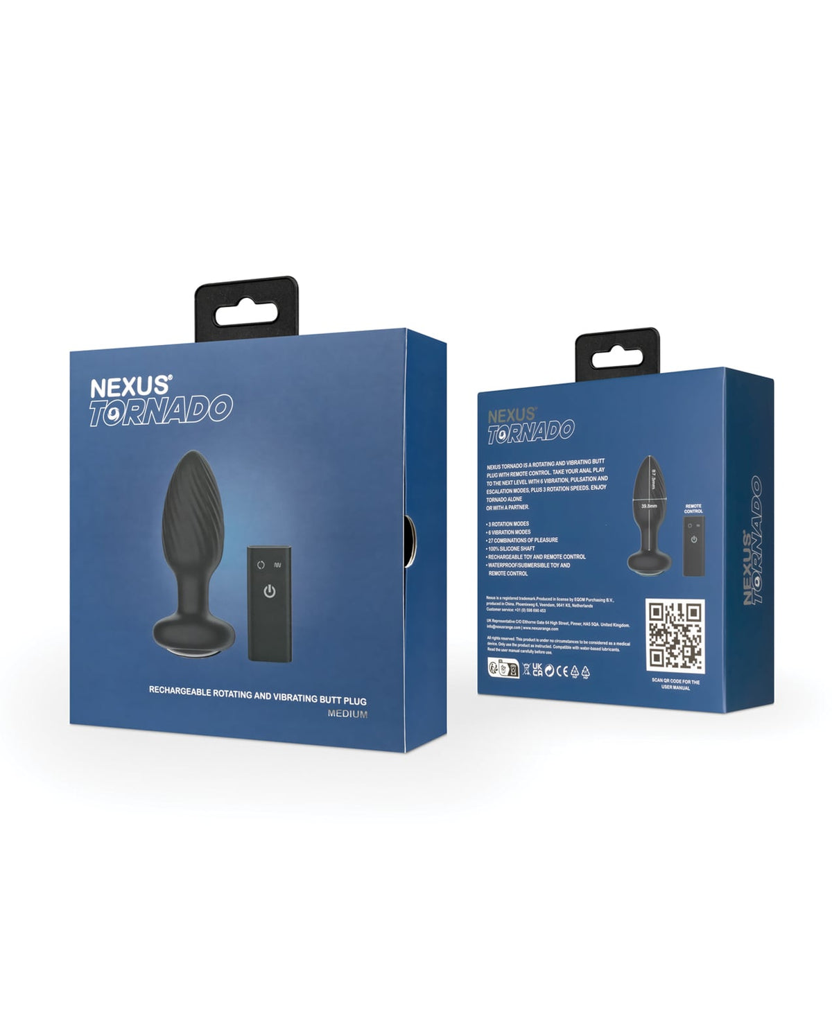 Nexus Tornado Rotating & Vibrating Plug with Remote – Black – Medium – view 6