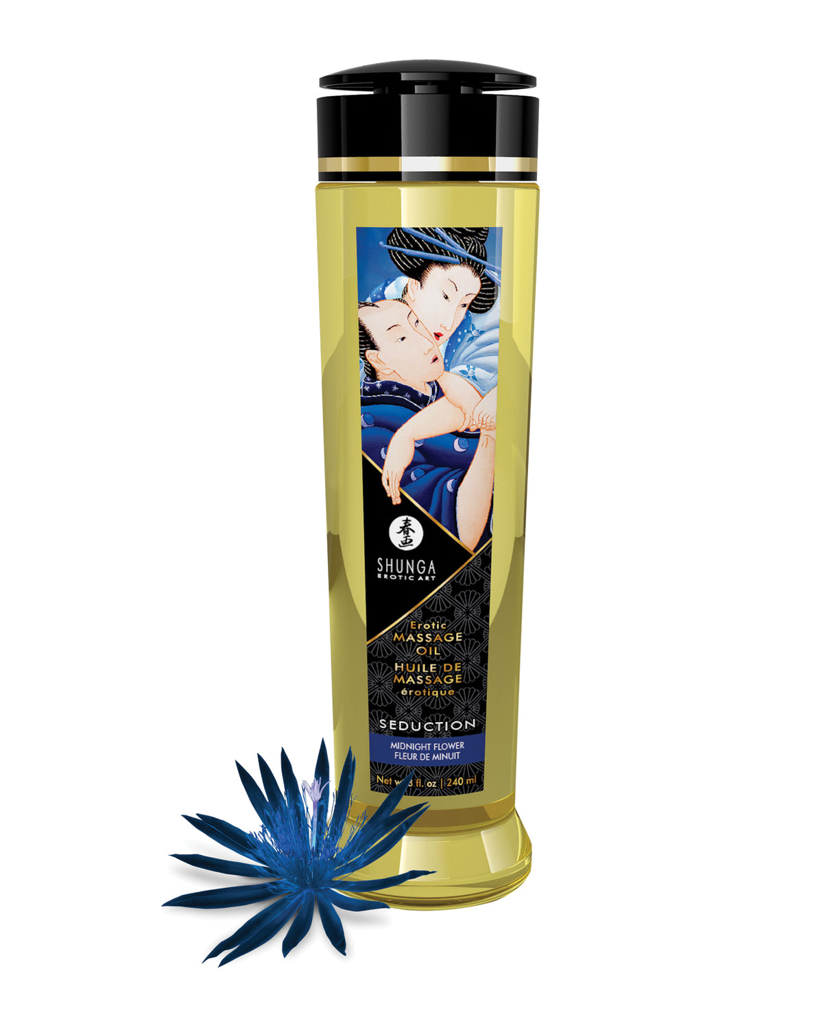 Shunga Erotic Massage Oil – 8 oz – Midnight Flower – view 2