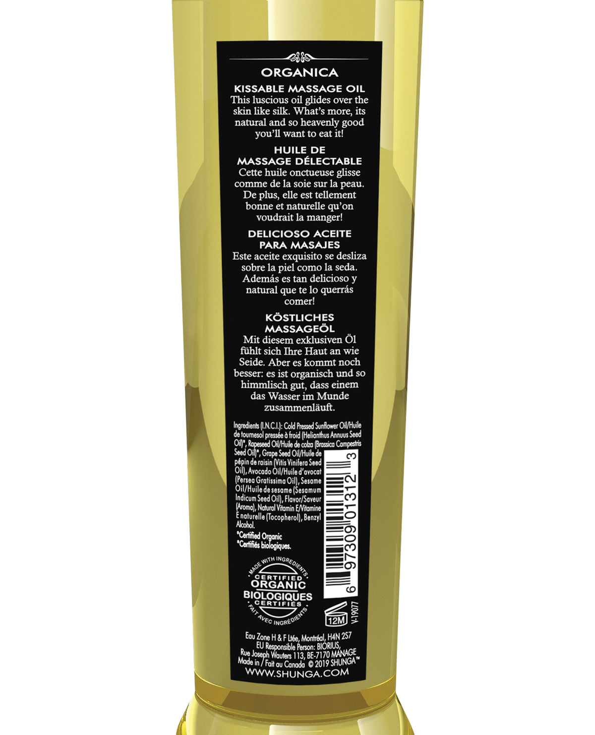 Shunga Organica Kissable Massage Oil – 8 oz – Almond Sweetness – view 2