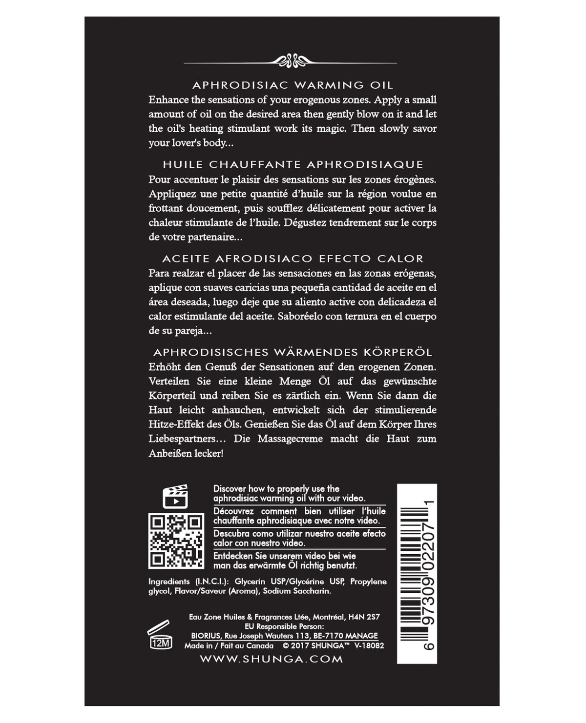 Shunga Kissable Warming Oil – 3.5 oz – Vanilla Fetish – view 2