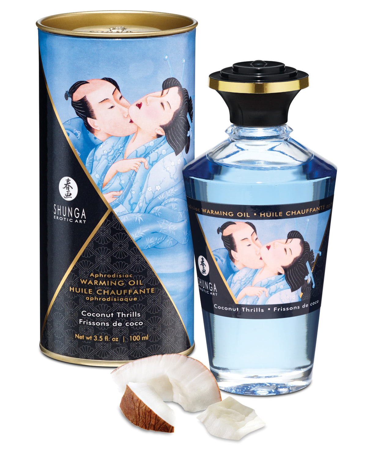 Shunga Kissable Warming Oil – 3.5 oz – Coconut Thrills – view 2