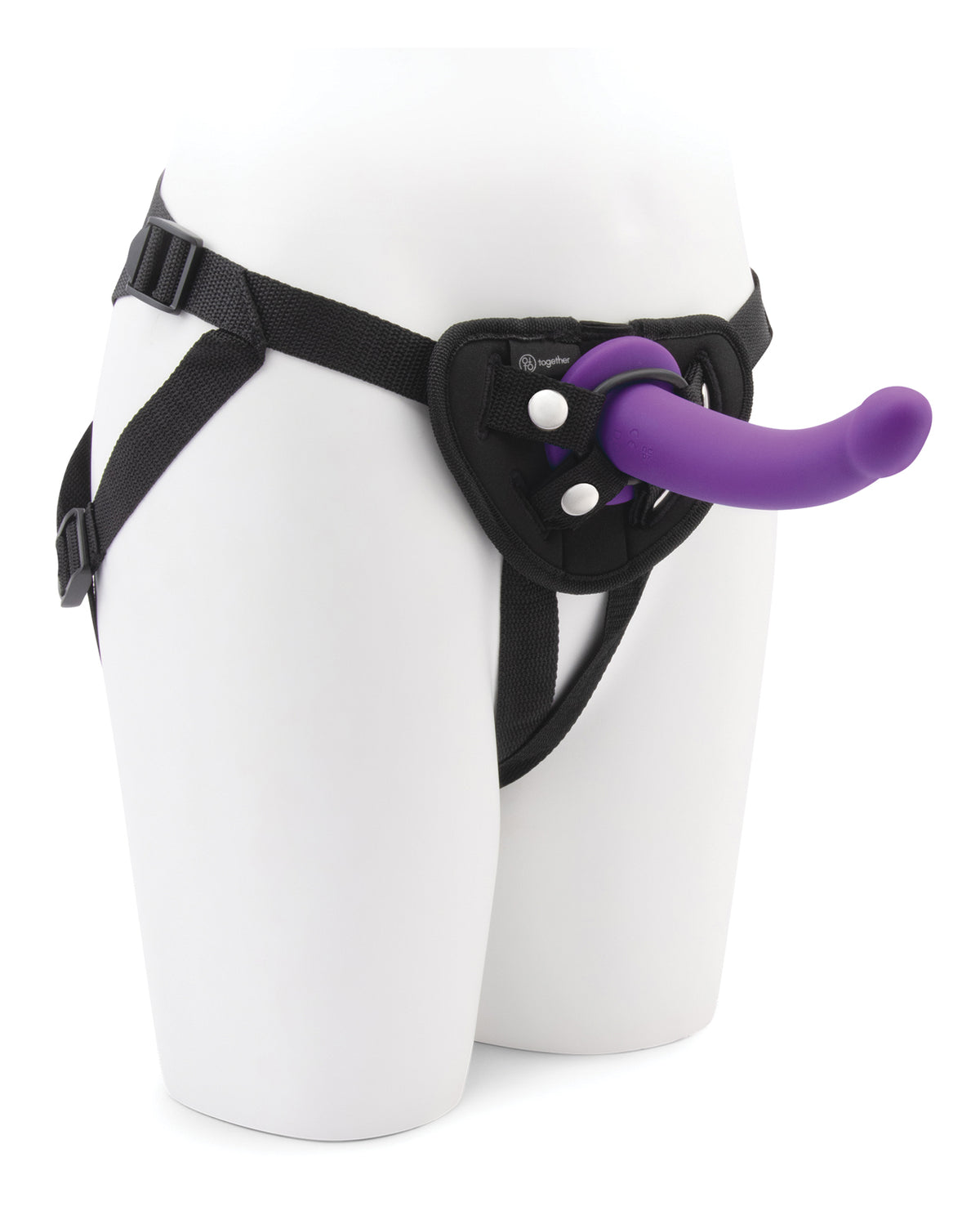 Together Tilt 6.5" Vibrating Silicone Dildo & Harness Set – view 6