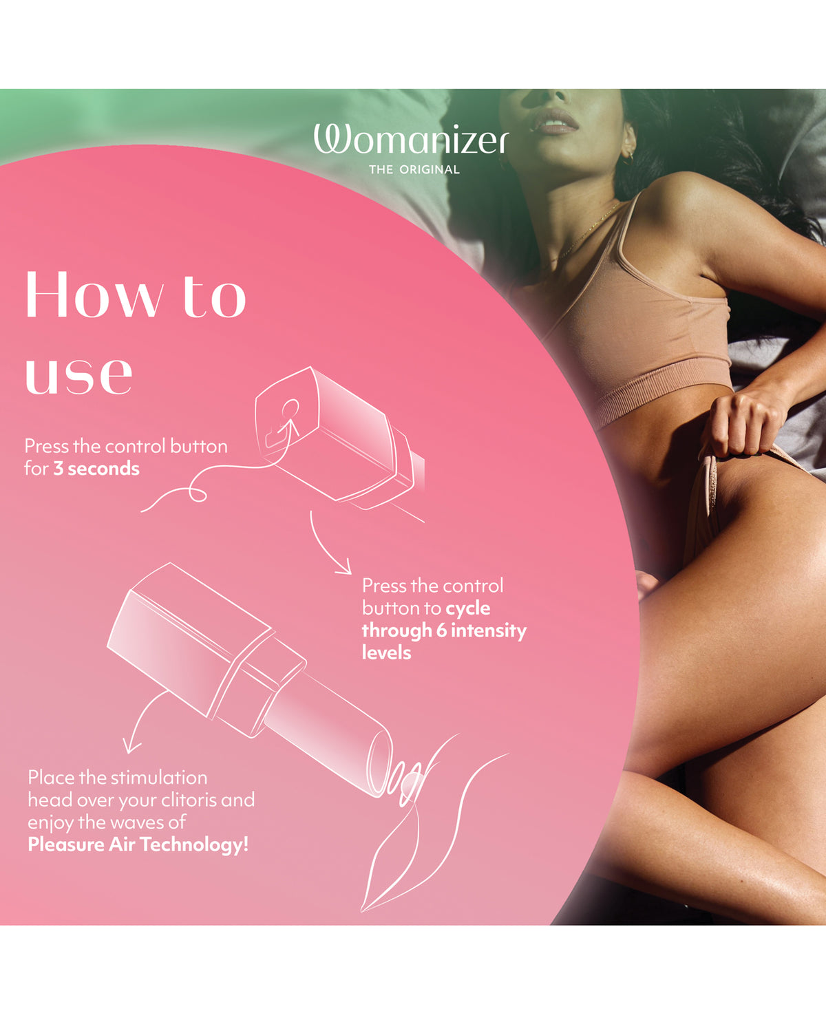 Womanizer Beauty Lipstick Pleasure Air Toy – Green/Pink – view 4