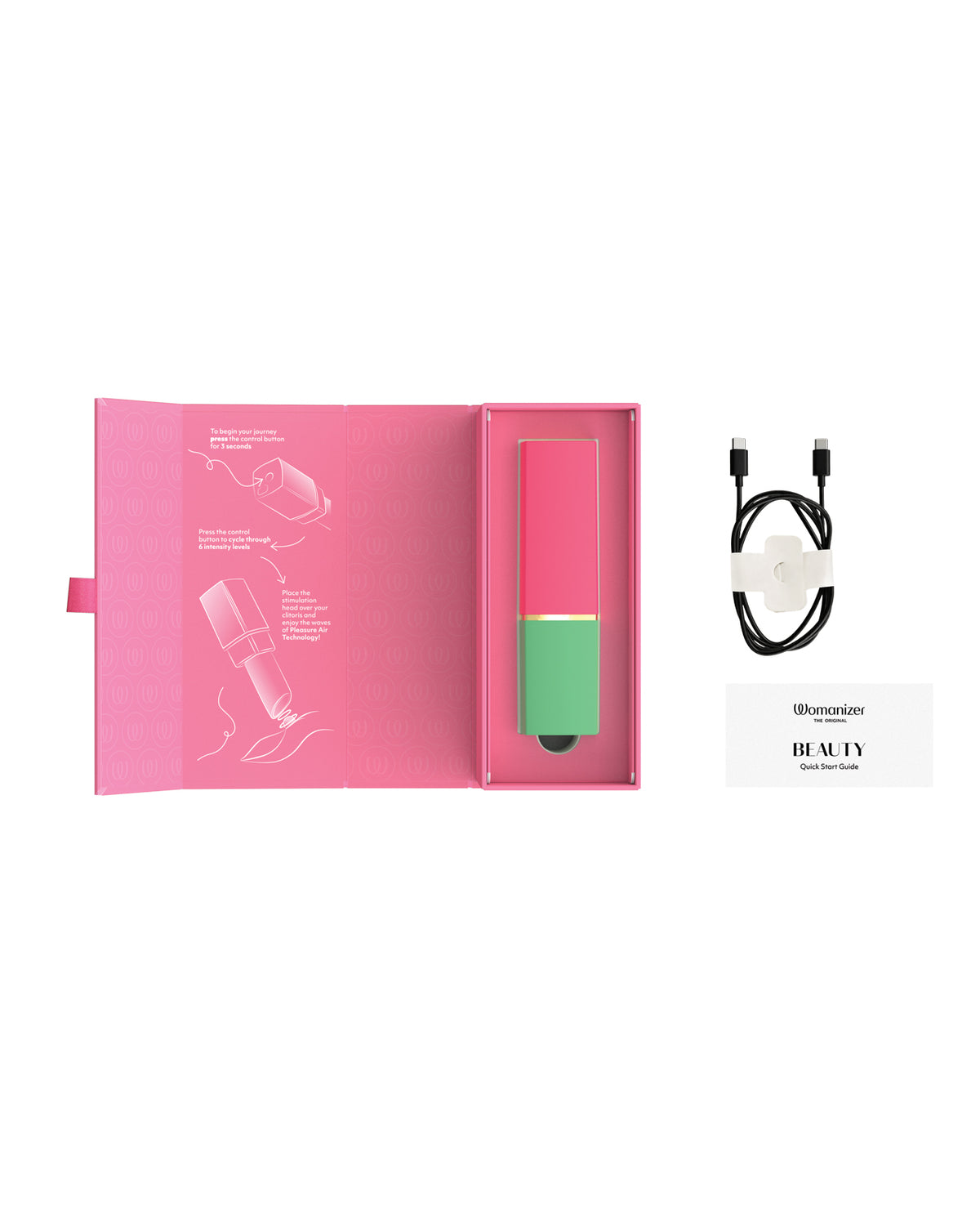 Womanizer Beauty Lipstick Pleasure Air Toy – Green/Pink – view 6