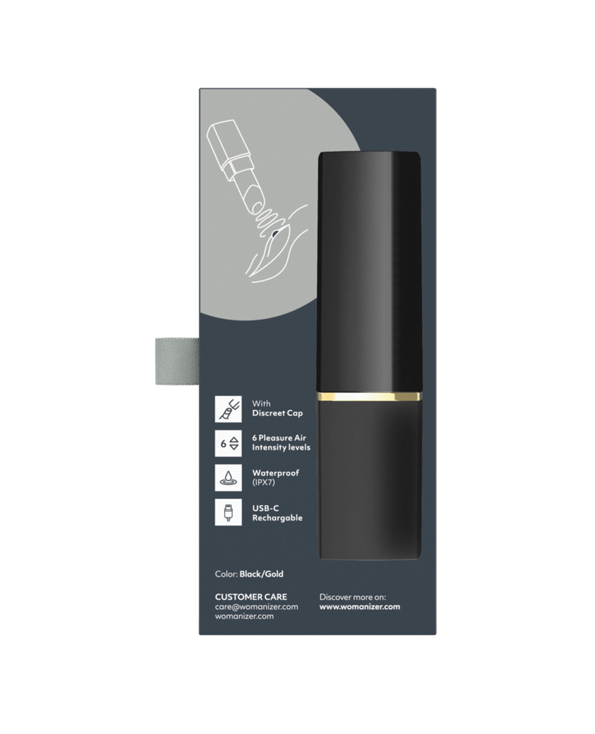 Womanizer Beauty Lipstick Pleasure Air Toy – Black/Gold – view 7