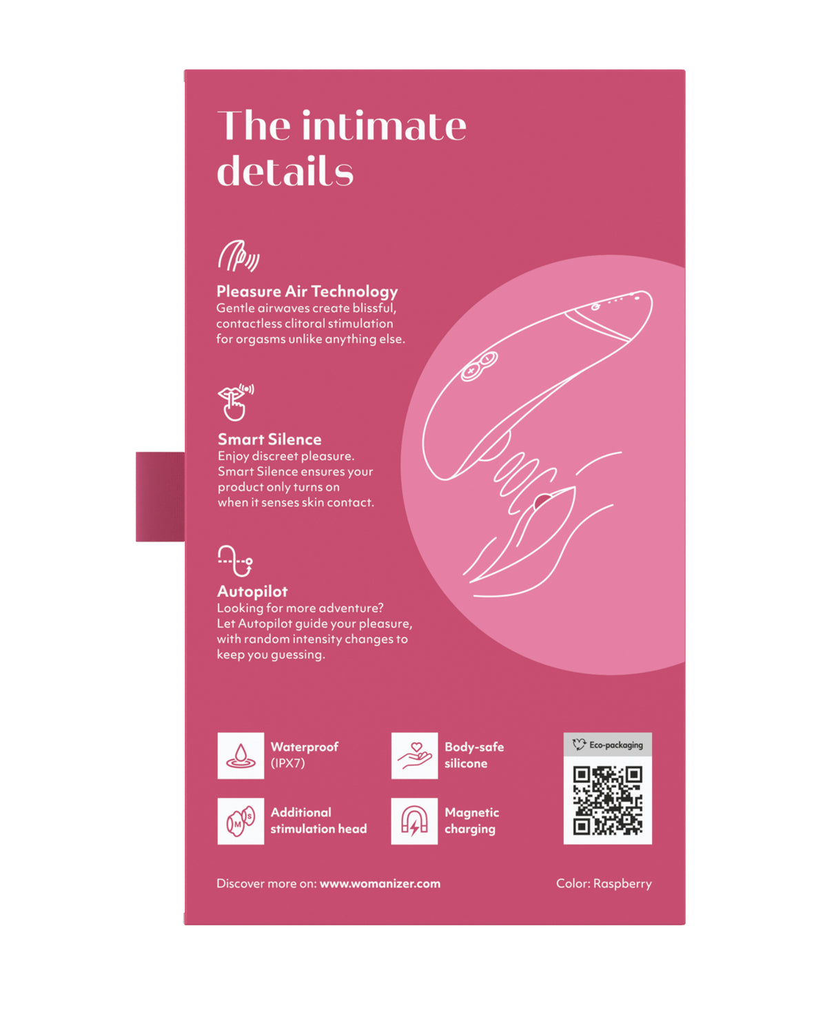 Womanizer Premium 2 Pleasure Air Stimulator – Raspberry – view 2